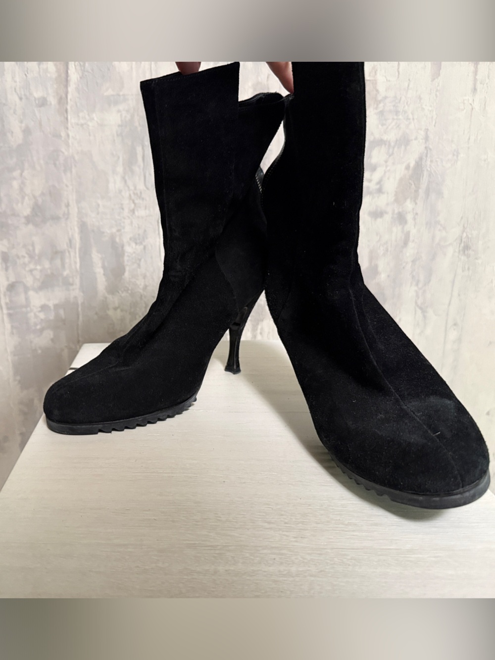 Balenciaga Black Suede Mid-Calf Stiletto Booties
